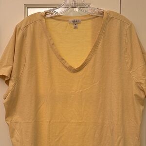 3X Style & Co. Soft soft butter Yellow V-Neck Short Sleeve casual Tee shirt top